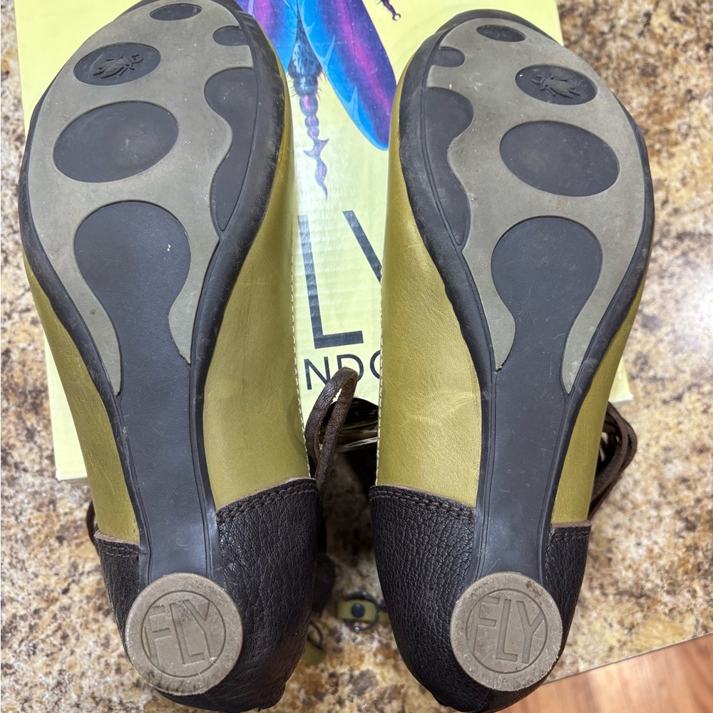 Fly London Lotto Olive and Dark Brown Sandals - Picture 3 of 8